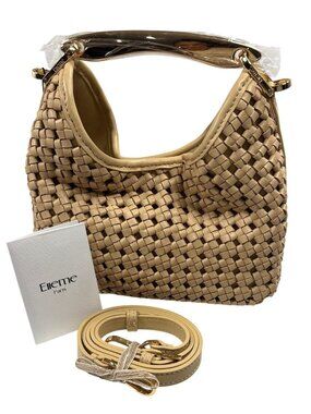Elleme Small Woven Boomerang Shoulder Bag in Butter